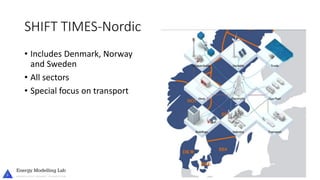 SHIFT TIMES-Nordic
• Includes Denmark, Norway
and Sweden
• All sectors
• Special focus on transport
 