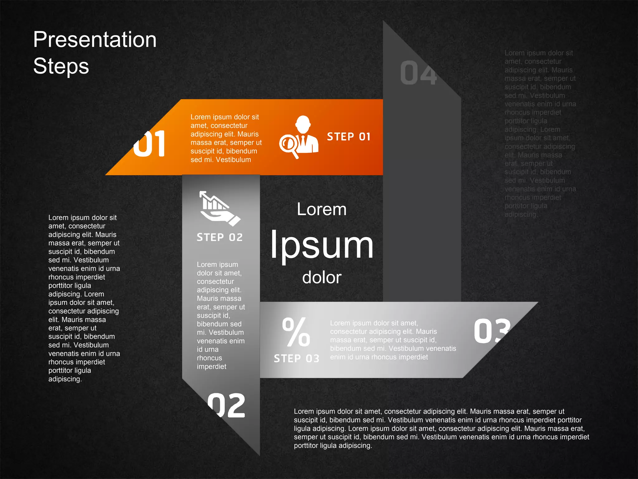 Lorem ipsum
dolor sit amet,
consectetur
adipiscing elit.
Mauris massa
erat, semper ut
suscipit id,
bibendum sed
mi. Vestibulum
venenatis enim
id urna
rhoncus
imperdiet
Lorem ipsum dolor sit amet,
consectetur adipiscing elit. Mauris
massa erat, semper ut suscipit id,
bibendum sed mi. Vestibulum venenatis
enim id urna rhoncus imperdiet
Lorem ipsum dolor sit
amet, consectetur
adipiscing elit. Mauris
massa erat, semper ut
suscipit id, bibendum
sed mi. Vestibulum
Lorem
Ipsum
dolor
Lorem ipsum dolor sit
amet, consectetur
adipiscing elit. Mauris
massa erat, semper ut
suscipit id, bibendum
sed mi. Vestibulum
venenatis enim id urna
rhoncus imperdiet
porttitor ligula
adipiscing. Lorem
ipsum dolor sit amet,
consectetur adipiscing
elit. Mauris massa
erat, semper ut
suscipit id, bibendum
sed mi. Vestibulum
venenatis enim id urna
rhoncus imperdiet
porttitor ligula
adipiscing.Lorem ipsum dolor sit
amet, consectetur
adipiscing elit. Mauris
massa erat, semper ut
suscipit id, bibendum
sed mi. Vestibulum
venenatis enim id urna
rhoncus imperdiet
porttitor ligula
adipiscing. Lorem
ipsum dolor sit amet,
consectetur adipiscing
elit. Mauris massa
erat, semper ut
suscipit id, bibendum
sed mi. Vestibulum
venenatis enim id urna
rhoncus imperdiet
porttitor ligula
adipiscing.
Lorem ipsum dolor sit amet, consectetur adipiscing elit. Mauris massa erat, semper ut
suscipit id, bibendum sed mi. Vestibulum venenatis enim id urna rhoncus imperdiet porttitor
ligula adipiscing. Lorem ipsum dolor sit amet, consectetur adipiscing elit. Mauris massa erat,
semper ut suscipit id, bibendum sed mi. Vestibulum venenatis enim id urna rhoncus imperdiet
porttitor ligula adipiscing.
Presentation
Steps
 