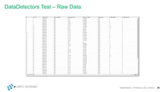 DataDetectors Test – Raw Data
20DataPatterns - Profiling in ECL Watch
 