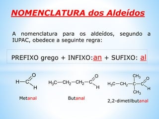 Estruturas:
Cetonas
Aldeídos
 