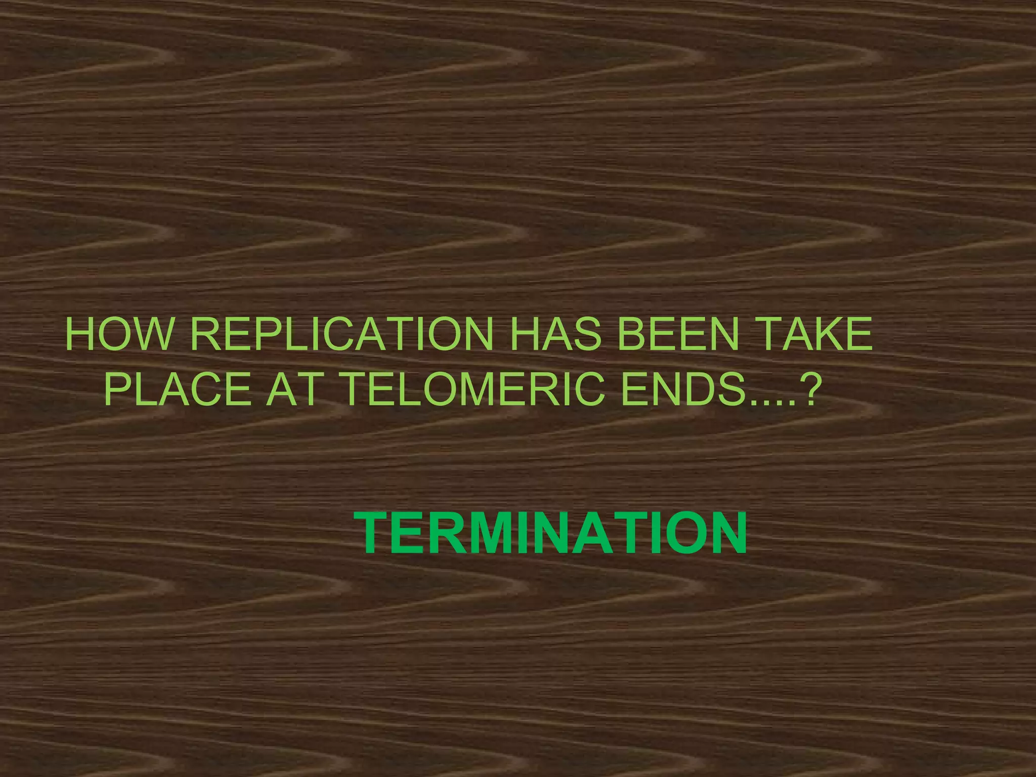 HOW REPLICATION HAS BEEN TAKE
PLACE AT TELOMERIC ENDS....?
TERMINATION
 