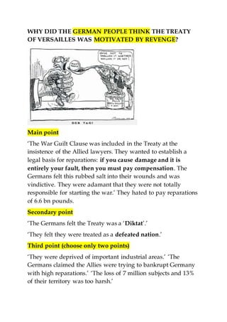 HISTORY IGCSE REVISION CARDS - 016. WHY DID GERMAN PEOPLE THINK THE ...