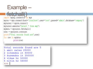 015. Interface Python with sql interface ppt class 12 | PPTX