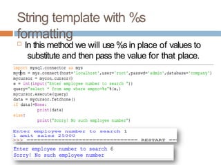 015. Interface Python with sql interface ppt class 12 | PPTX