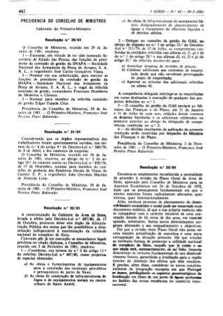GABINETE DA ÁREA DE SINES - Resolução 33/81, de 3 de Fevereiro