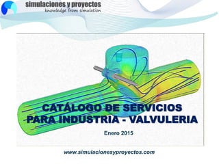 CATÁLOGO DE SERVICIOS
PARA INDUSTRIA - VALVULERIA
Enero 2015
www.simulacionesyproyectos.com
 