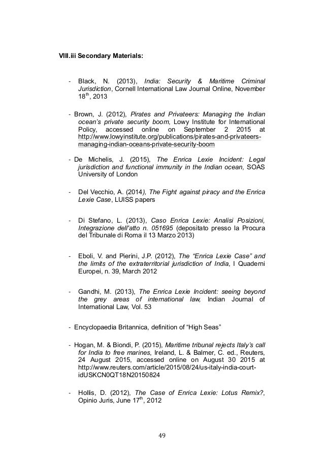 Enrica Lexie Incident Research Paper Sample