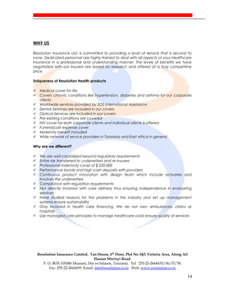 Resolution Insurance RESOLUTION INSURANCE PROFILE PROPOSAL | DOC