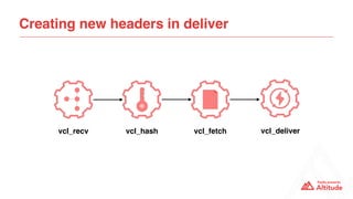 Creating new headers in deliver
vcl_recv vcl_hash vcl_delivervcl_fetch
 
