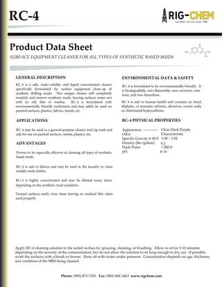 Rig-Chem Products Bulletin | PDF | Chemistry | Science