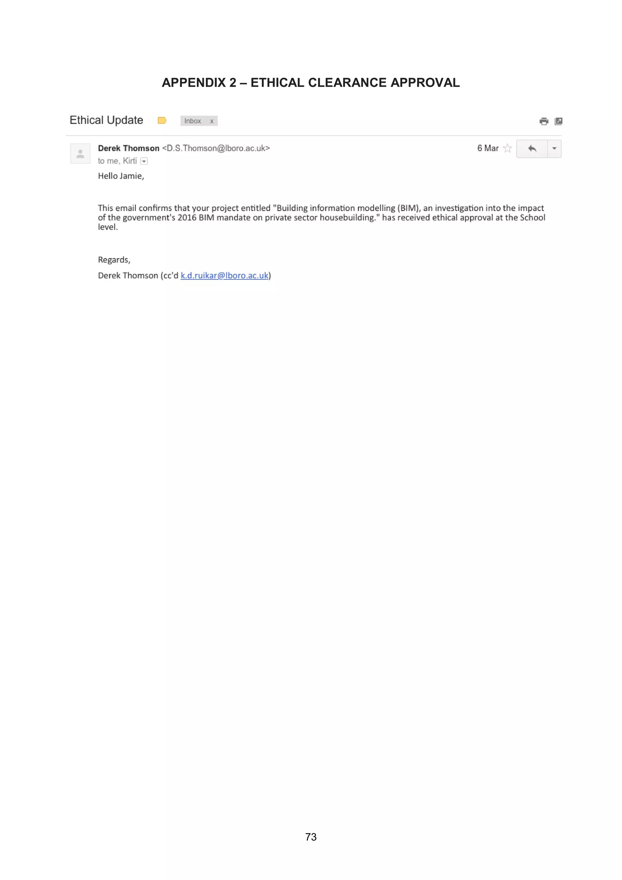 73
APPENDIX 2 – ETHICAL CLEARANCE APPROVAL
 