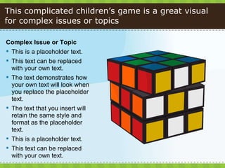 This complicated children’s game is a great visual for complex issues or topics <ul><li>Complex Issue or Topic </li></ul><...