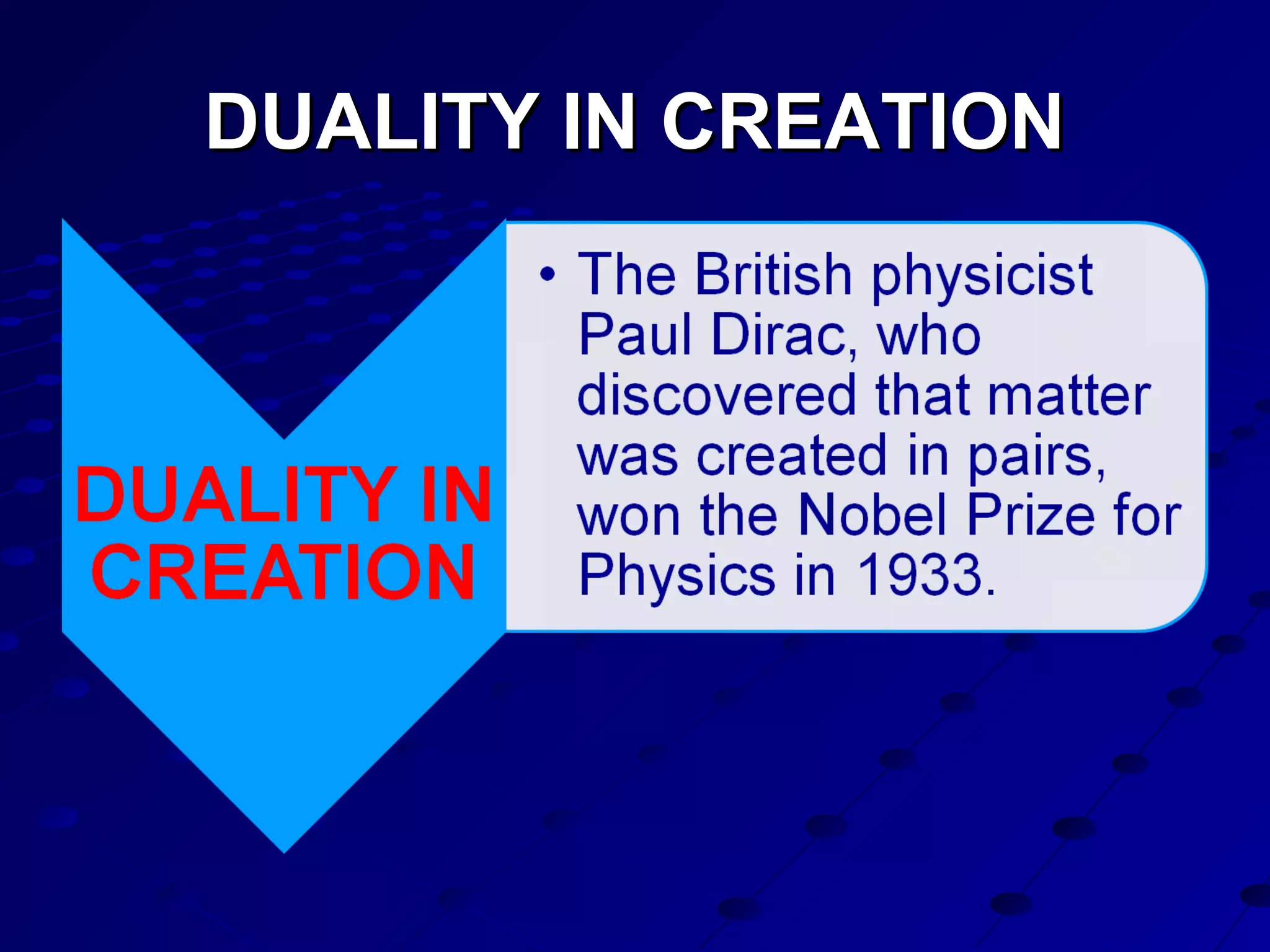 DUALITY IN CREATIONDUALITY IN CREATION
 