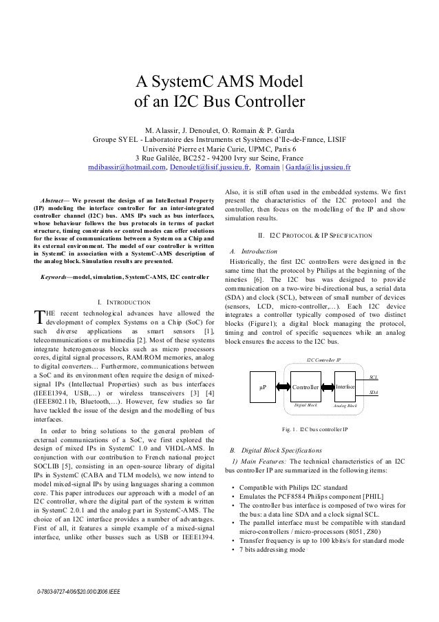 IEEE Paper A SystemC AMS Model of an I2C Bus Controller
