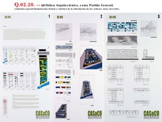 Q.02.20.  >>  un  Orden Arquitectónico, como Partido General,  voluntad espacial fundamental, formal y sintética de la articulación de los ordenes antes descritos. 