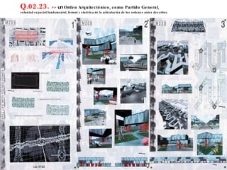 Q.02.23.  >>  un  Orden Arquitectónico, como Partido General,  voluntad espacial fundamental, formal y sintética de la articulación de los ordenes antes descritos. 