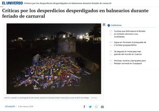 BASURA DE TURISTAS EN CARNAVAL ECUADOR 2019 