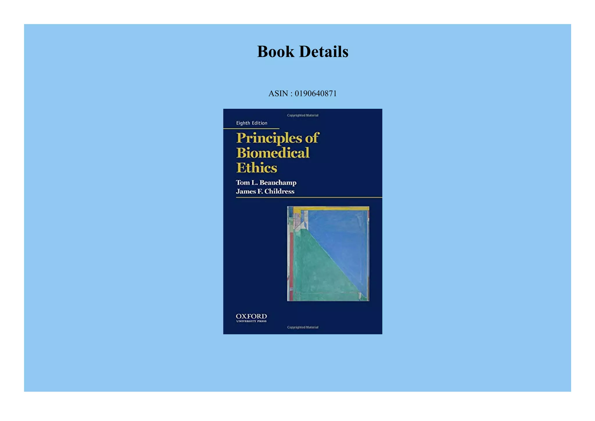 EPUB Principles of Biomedical Ethics | PDF