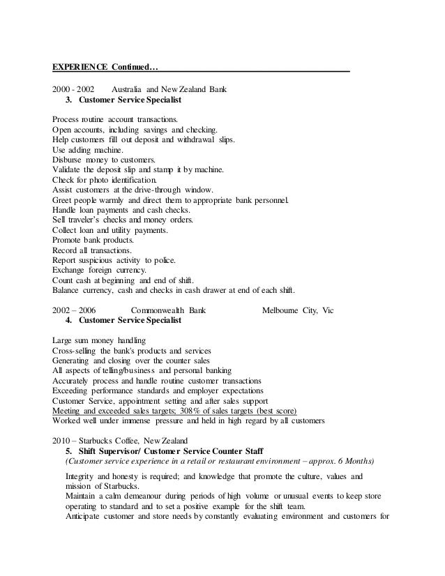 Shift supervisor starbucks resume