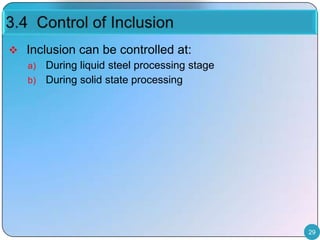 Inclusion control for clean steel | PPTX