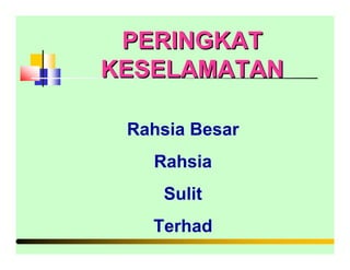 Rahsia Besar
Rahsia
Sulit
Terhad
PERINGKATPERINGKAT
KESELAMATANKESELAMATAN
 