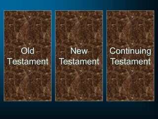 Old
Testament
New
Testament
Continuing
Testament
 