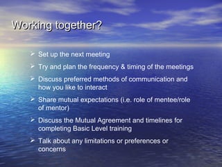 Setting Up the Mentoring Relationship | PPT