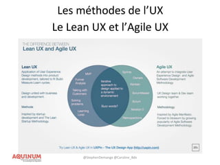 Les méthodes de l’UX
Le Lean UX et l’Agile UX
@StephenDemange @Caroline_Bdx
 