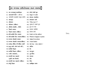 ÿÎÿÎ ¤√‰Îﬁ ŒÎµLÕıÂﬁﬁÎ ±L› ≠¿ÎÂﬁ˘
1) ÿÎÿÎ ¤√‰Îﬁﬁ_ ±ÎI‹Ï‰iÎÎﬁ            22) ¤˘√‰ı ±ıﬁÌ ¤Ò·
2) ±ÎM÷‰ÎHÎÌ lıHÎÌ - 1 ◊Ì 11          23) ⁄L›_ ÷ı … L›Î›
3) •ÊåÃﬂÊáÊË (ŒÊŒÊüÊË∑§Ë Sﬂ◊Èπ ﬂÊáÊË◊¥) 24) ±ıÕ…VÀ ±ı‰ﬂÌTËıﬂ
4) ±ÎM÷ÁÒhÎ                           25) ±◊ÕÎ‹HÎ ÀÎ‚˘
5) ≠Ï÷ø‹HÎ                            26) “Who Am I ?”
6) ≠Ï÷ø‹HÎ (Á_ÏZÎM÷)                  27) ÷ÍªÃÃÊ „ÒU ©U‚∑§Ë ÷Í‹
7) ﬁÌ…ÿ˘Ê ÿÂ˝ﬁ◊Ì.... Ïﬁÿ˘˝Ê           28) „ÈU•Ê ‚Ù ãÿÊÿ
8) ’ˆÁÎﬁ˘ T›‰ËÎﬂ                      29) ∞«U¡S≈U ∞ﬂ⁄UË√„U⁄U
9) ’ˆÁÎﬁ˘ T›‰ËÎﬂ (Á_ÏZÎM÷)            30) ≈U∑§⁄UÊﬂ ≈UÊ‹Ù
10) ’Ï÷-’IﬁÌﬁ˘ ÏÿT› T›‰ËÎﬂ            31) Fault is of the sufferer    ÏhÎ‹_hÎ
11) ’Ï÷-’IﬁÌﬁ˘ ÏÿT› T›‰ËÎﬂ(Á_ÏZÎM÷) 32) Whatever happens is justice
12) ‹Î-⁄Î’ »˘¿ﬂÎ_ﬁ˘ T›‰ËÎﬂ            33) Adjust Everywhere
13) ‹Î-⁄Î’ »˘¿ﬂÎ_ﬁ˘ T›‰ËÎﬂ(Á_ÏZÎM÷)   34) Avoid Clashes
14) ‰÷˝‹Îﬁ ÷Ì◊*¿ﬂ lÌ ÁÌ‹_‘ﬂ V‰Î‹Ì     35) ’ﬂ‹ Á÷˚ - ÁI›, ±ÁI› !
15) Q≤I› Á‹›ı, ’Ëı·Î_ ±ﬁı ’»Ì....     36) ±ÏËoÁÎ
16) ‰ÎHÎÌﬁ˘ ÏÁ©Î_÷                    37) ≠ı‹
17) ‰ÎHÎÌﬁ˘ ÏÁ©Î_÷ (Á_ÏZÎM÷)          38) ’Î’-’H›
18) Ô ‰ÎHÎÌ, T›‰ËÎﬂ‹Î_....            39) √v-ÏÂW›
19) Á‹…◊Ì ≠ÎM÷ ⁄˛õ«›˝                 40) «‹I¿Îﬂ
     (’Ò‰Î˝‘˝ ÷◊Î µkÎﬂÎ‘˝)            41) ø˘‘
20) Á‹…◊Ì ≠ÎM÷ ⁄˛õ«›˝ (Á_ÏZÎM÷)       42) Ï«_÷Î
21) ¿‹˝ﬁ_ Ï‰iÎÎﬁ                      43) ·Z‹Ì∞ﬁÎ ¿Î›ÿÎ
 