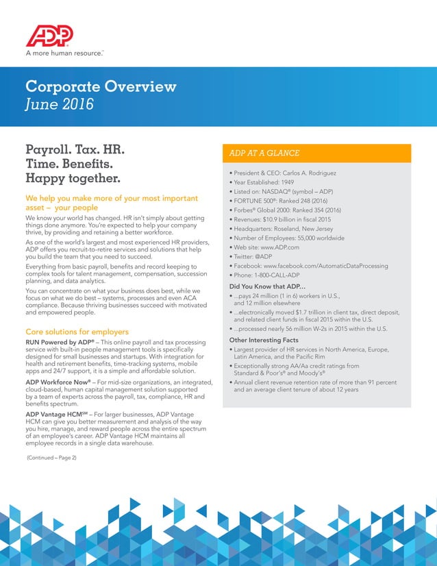 Get the Facts! ADP at a Glance. PDF