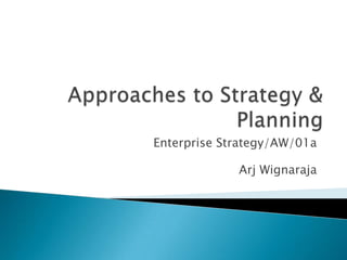 Enterprise Strategy/AW/01a

             Arj Wignaraja
 