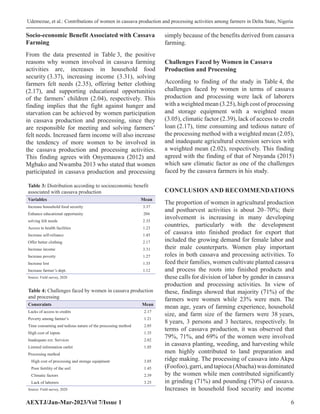 Contributions of Women in Cassava Production and Processing Activities ...