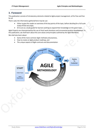 Agile Project Management Principles and Methodologies - Study Notes | PDF