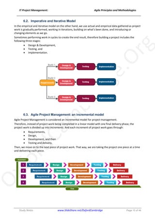 Agile Project Management Principles and Methodologies - Study Notes | PDF