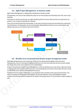Agile Project Management Principles and Methodologies - Study Notes | PDF