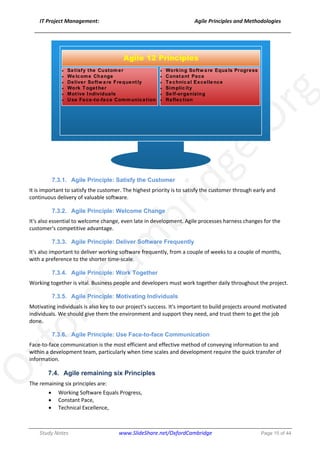 Agile Project Management Principles and Methodologies - Study Notes | PDF