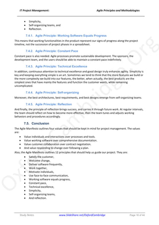 Agile Project Management Principles and Methodologies - Study Notes | PDF
