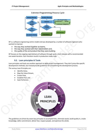 Agile Project Management Principles and Methodologies - Study Notes | PDF
