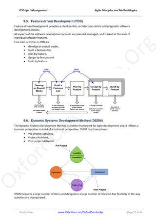 Agile Project Management Principles and Methodologies - Study Notes | PDF