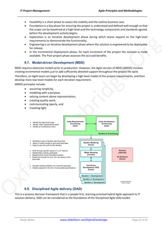Agile Project Management Principles and Methodologies - Study Notes | PDF