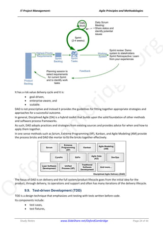 Agile Project Management Principles and Methodologies - Study Notes | PDF
