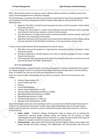 Agile Project Management Principles and Methodologies - Study Notes | PDF