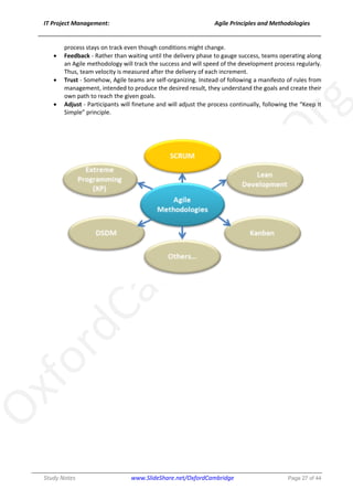 Agile Project Management Principles and Methodologies - Study Notes | PDF