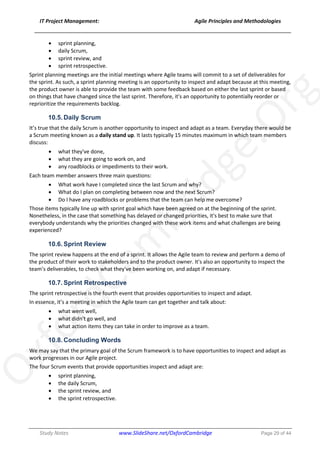 Agile Project Management Principles and Methodologies - Study Notes | PDF