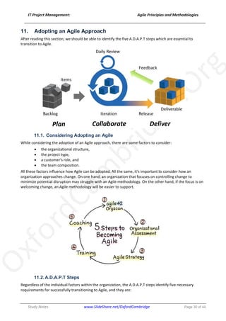 Agile Project Management Principles and Methodologies - Study Notes | PDF