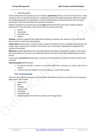 Agile Project Management Principles and Methodologies - Study Notes | PDF
