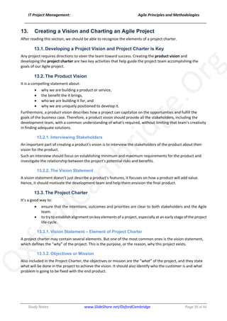 Agile Project Management Principles and Methodologies - Study Notes | PDF