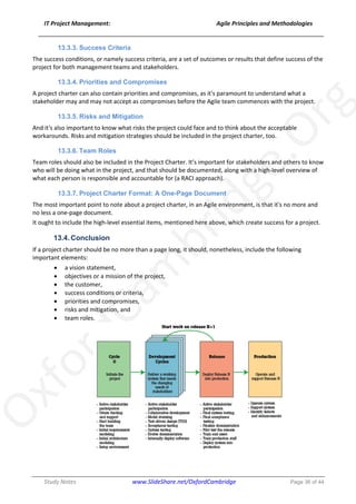 Agile Project Management Principles and Methodologies - Study Notes | PDF