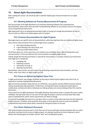 Agile Project Management Principles and Methodologies - Study Notes | PDF