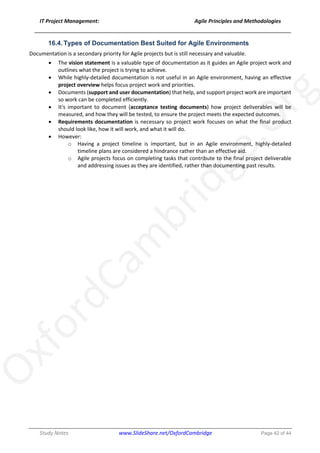 Agile Project Management Principles and Methodologies - Study Notes | PDF